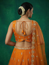 Orange chinon embroidered Lehenga