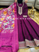 Niks collection - purple modal chanderi silk anarkali (plus size option)