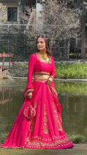 Flowy chinon hot pink lehenga