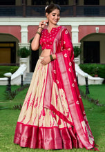 Dola silk shibori print red Lehenga