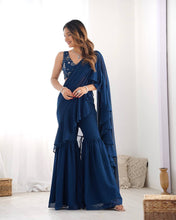 Blue ready to wear sharara saree (XS-XXL)