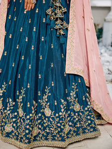 Navy blue and pink Lehenga