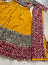 Readymade yellow mirror work chaniya choli - flared and 2 blouses