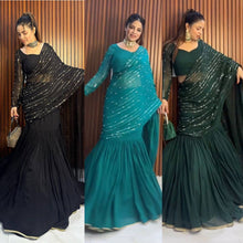 Fishtail style - Black Lehenga saree (wrap around)