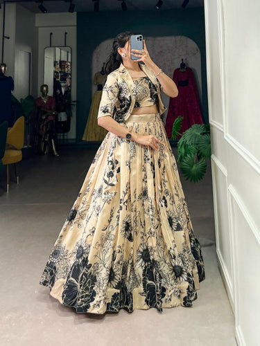 Tussar silk floral print with Koti