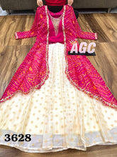 AGC collection - pink and off white chanderi silk and bandhani lehenga (plus size option too)