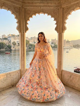 Pastel floral thread work lehenga