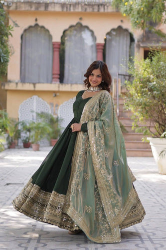 Fendi silk gown with sequins dupatta