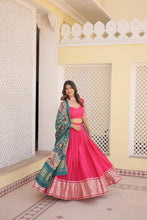 Viscose jacquard Lehenga with gaji silk dupatta in pink