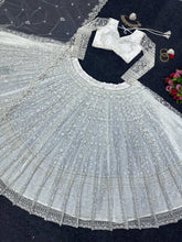 Stylish White butterfly net Lehenga