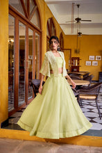 Pale pink and light green readymade Lehenga with koti