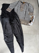 Black embroidered crepe silk suit