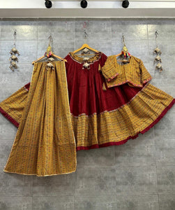 Coloured cotton gala concept with gamthi work - readymade
