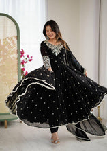 Rainbow sequins Georgette Anarkali in black (special offer)