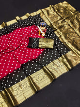 Bandhej silk saree with kanchipuram border