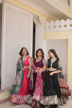 Viscose jacquard Lehenga with gaji silk dupatta in wine