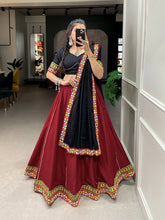 Maroon and black pure cotton readymade Lehenga