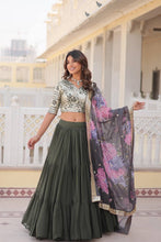 Mehendi green flaired Lehenga and stylish