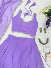 Pure georgette lilac plain Lehenga