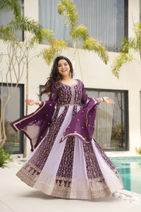 Two coloured panelled anarkali
