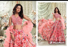 Boutique collection - pink floral Lehenga with ruffle dupatta