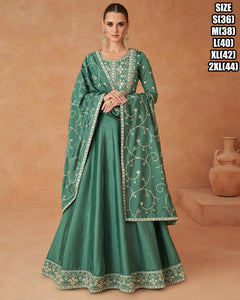 Janisha - green silk gown