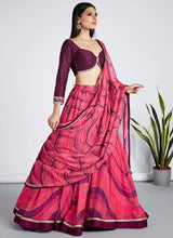 Organza striped trendy Lehenga in rose pink