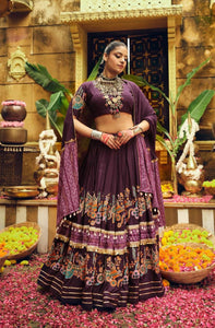 Pure rayon chaniya choli in wine