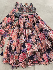 Boutique collection -  navy blue floral Lehenga