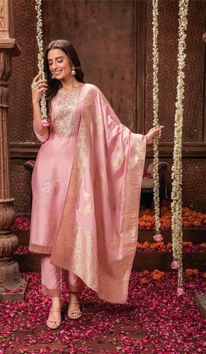 Viscose salwaar kameez with jacquard dupatta - readymade