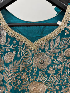 Teal and gold sharara suit (plus size)