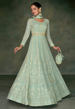 Janisha readymade - sea green georgette anarkali