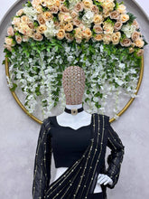 Fishtail style - Black Lehenga saree (wrap around)