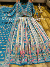 Niks collection - teal blue crepe silk printed lehenga