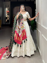 Lucknowi and paithani white Lehenga