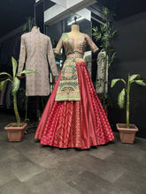 Red bollywood fusion readymade Lehenga (matching men’s kurta available)