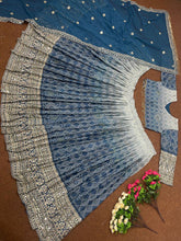Ombre shaded bandhej print blue Lehenga