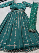 Green chinon silk Lehenga, readymade