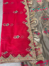 Grey and pink silk lehenga