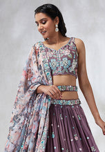 Purple floral and georgette Lehenga