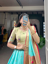 Jacquard silk Paithani Lehenga in sky blue