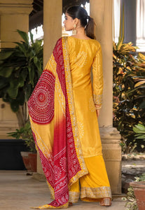 Yellow chinon palazzo suit bandhani print (plus size too up to 48”) (gurudwara wedding)