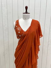 Rust ready to wear sharara saree (XS-XXL)