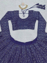 Royal and navy blue sequinned Lehenga