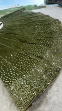 Olive green Thai silk lehenga