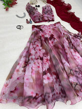 Violet digital print floral Lehenga - readymade