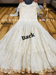 Niks collection - off white jacquard silk anarkali (plus size option)