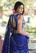 Royal blue Kashmiri lehenga (skirt stitched)