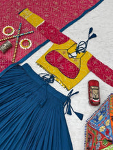 Mustard and blue readymade lehenga