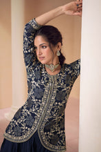 Janisha readymade - midnight blue embroidered palazzo